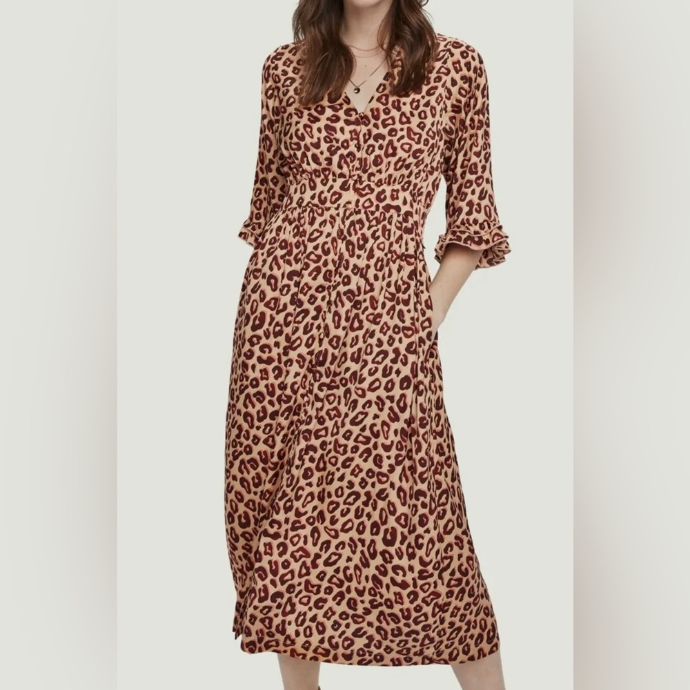 Scotch & Soda Printed Midi Dress Leopard XS preowned